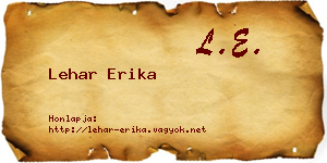 Lehar Erika névjegykártya